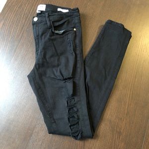 Frame Denim black destructed skinny jeans